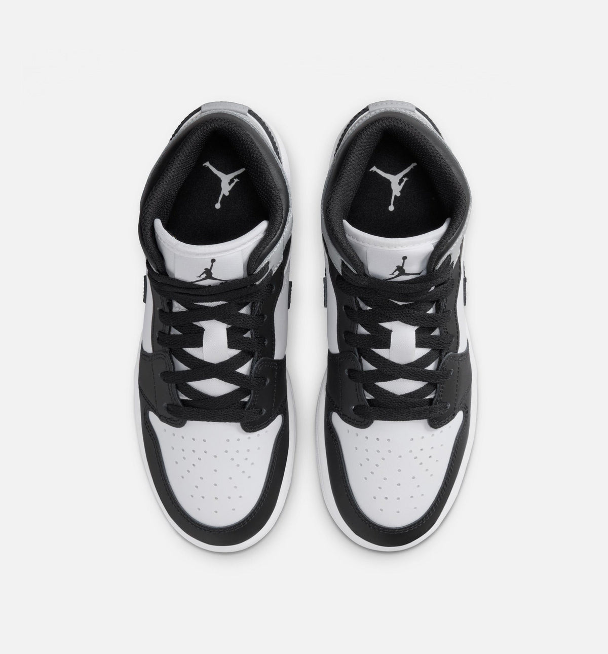 Air Jordan 1 Mid Youth Lifestyle Sneakers - White/Light Smoke Grey/Black