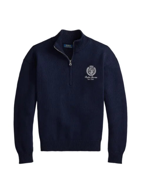 Polo Ralph Lauren Wimbledon embroidered-logo quarter-zip sweater