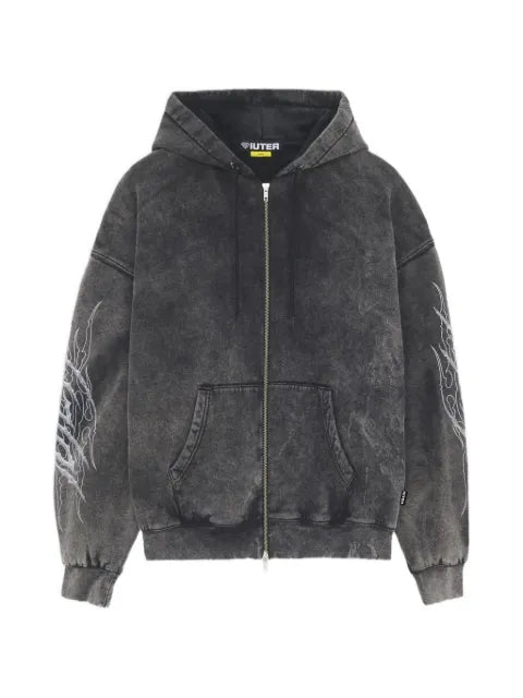 IUTER Tribal marble-effect zip-up hoodie