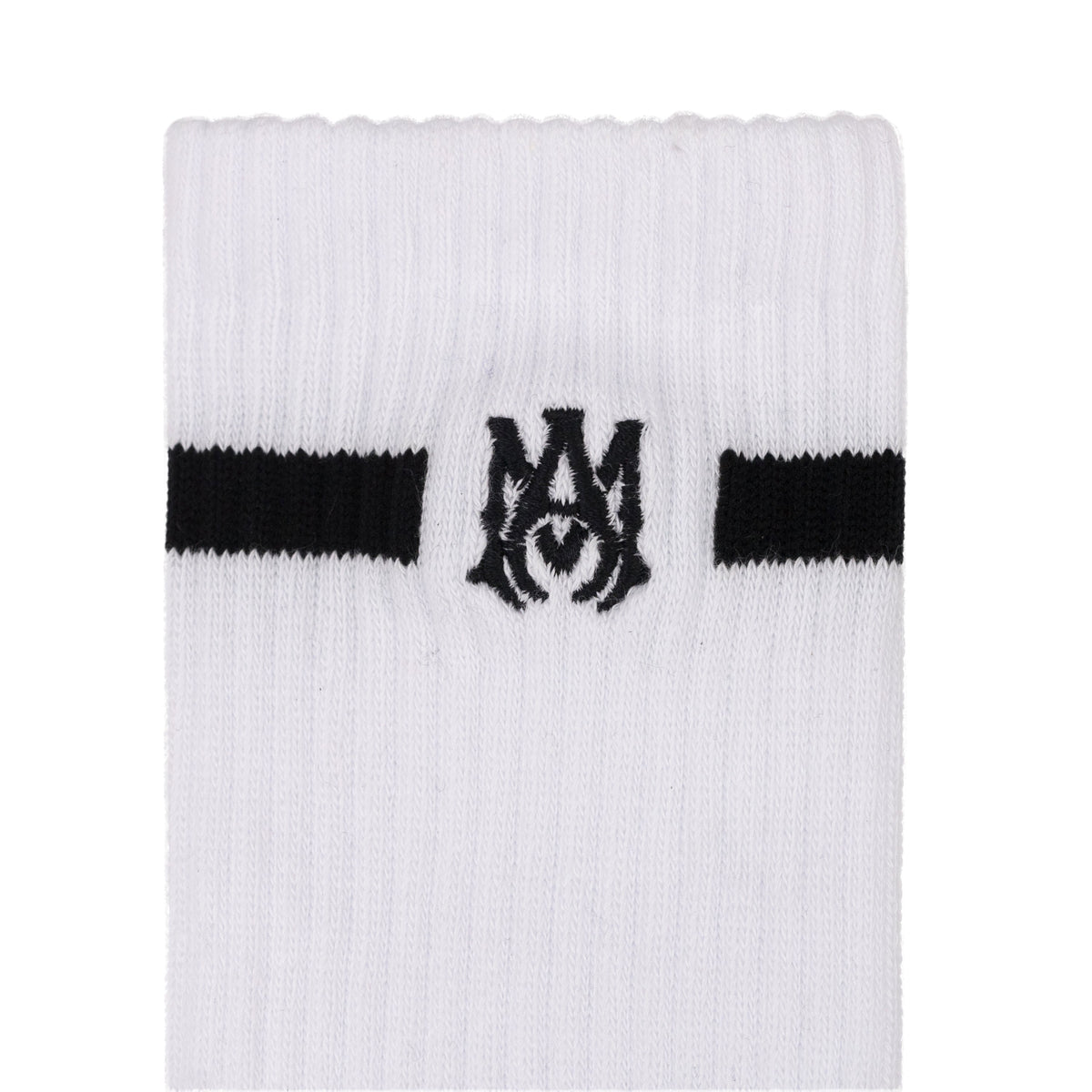 Black/White MA Embroidery Patch Socks
