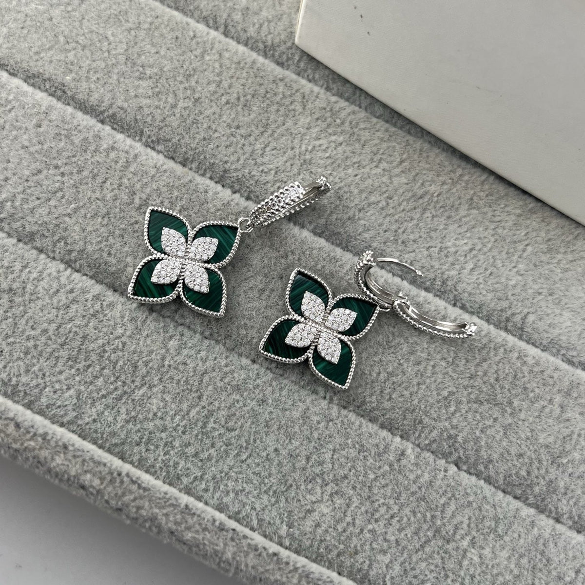 Roberto Coin Style Four-Leaf Clover Cubic Zirconia Earrings