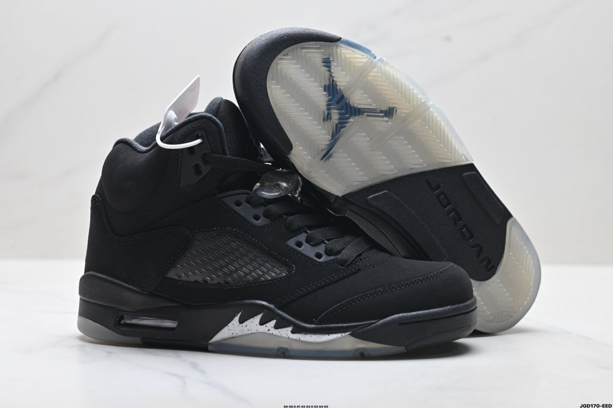 Air Jordan 5 Retro Black Metallic Silver Sneakers