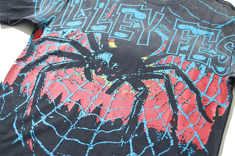 VALE USA Spider Festival Graphic Washed Black T-Shirt