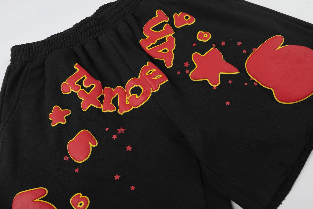Sp5der Black Red & Yellow Graphic Shorts