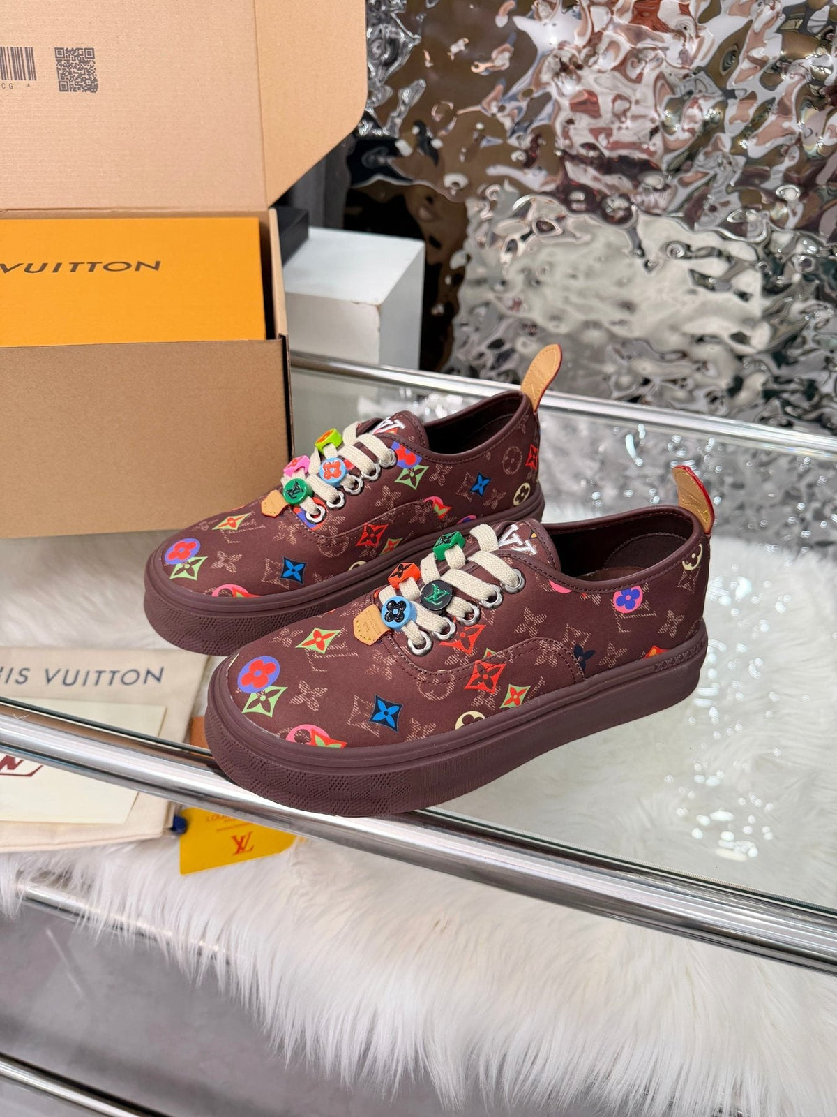 Louis Vuitton Burgundy Motif Low-Top Sneakers