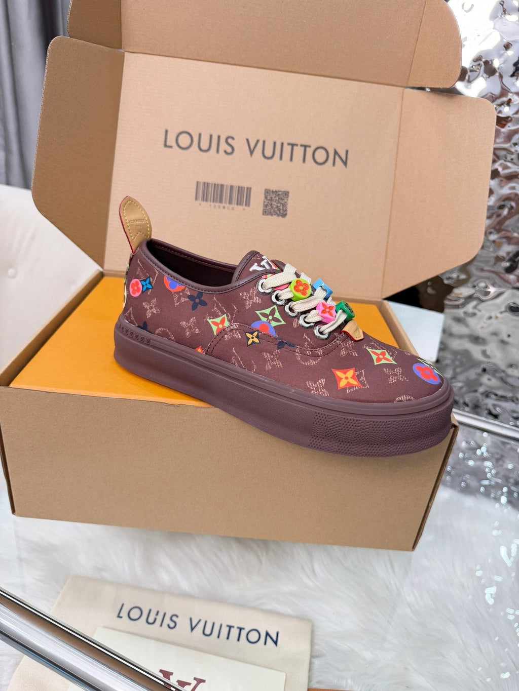 Louis Vuitton Burgundy Motif Low-Top Sneakers