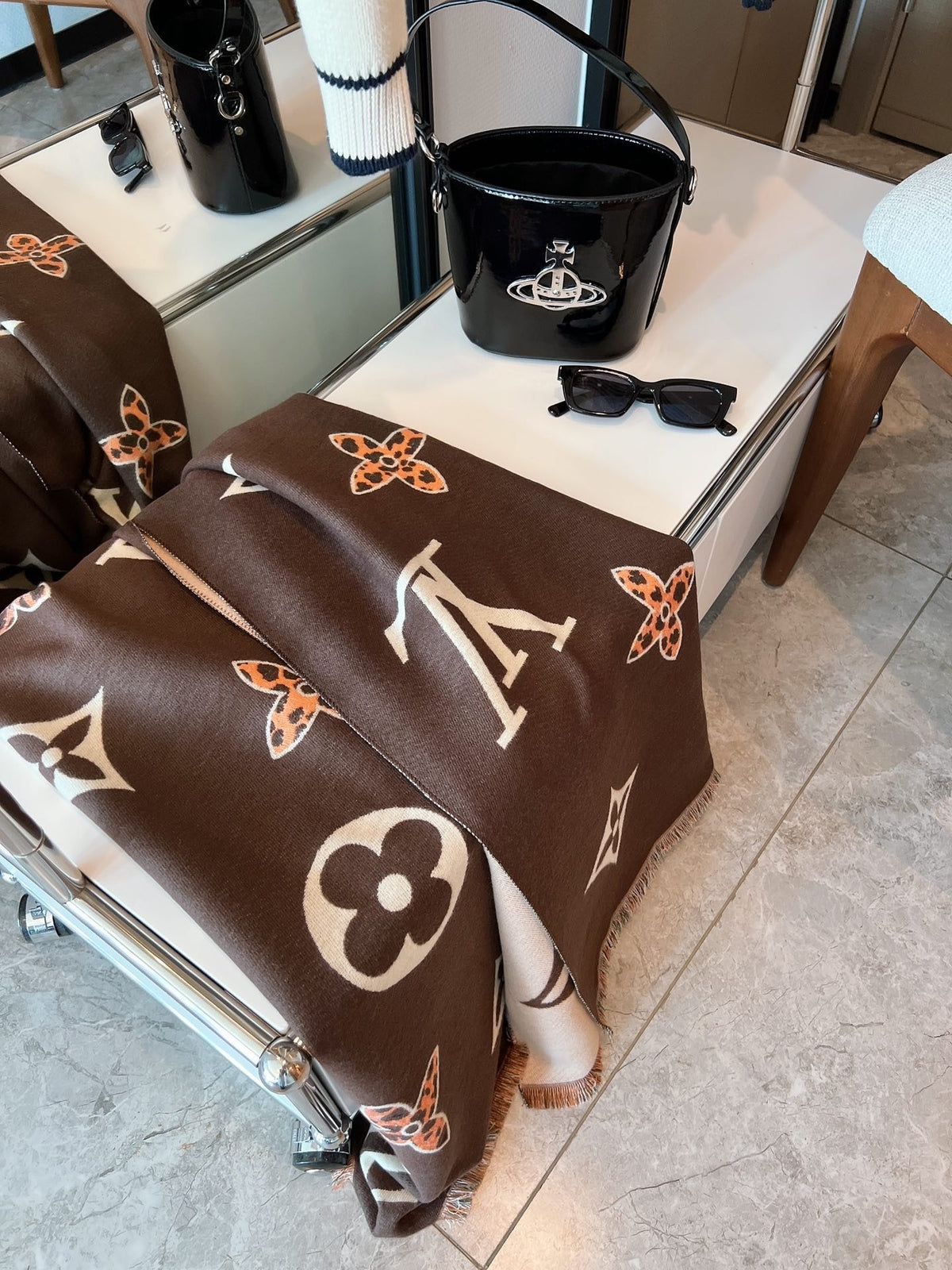 Louis Vuitton Monogram Fringed Scarf