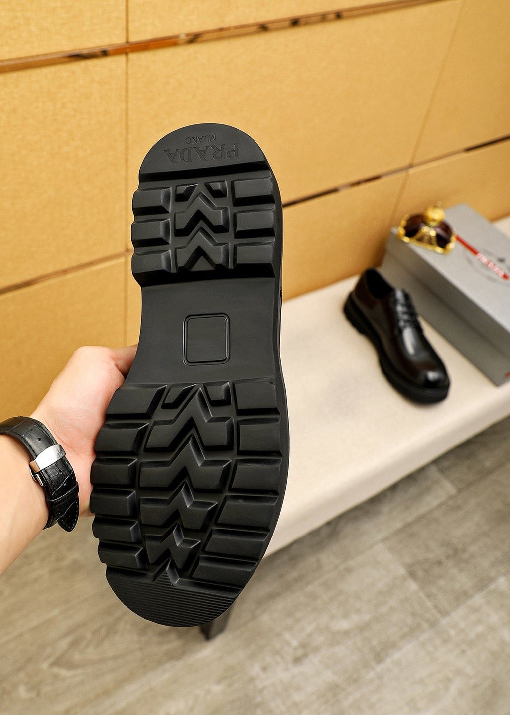 Prada Glossy Lug Sole Derby Shoes