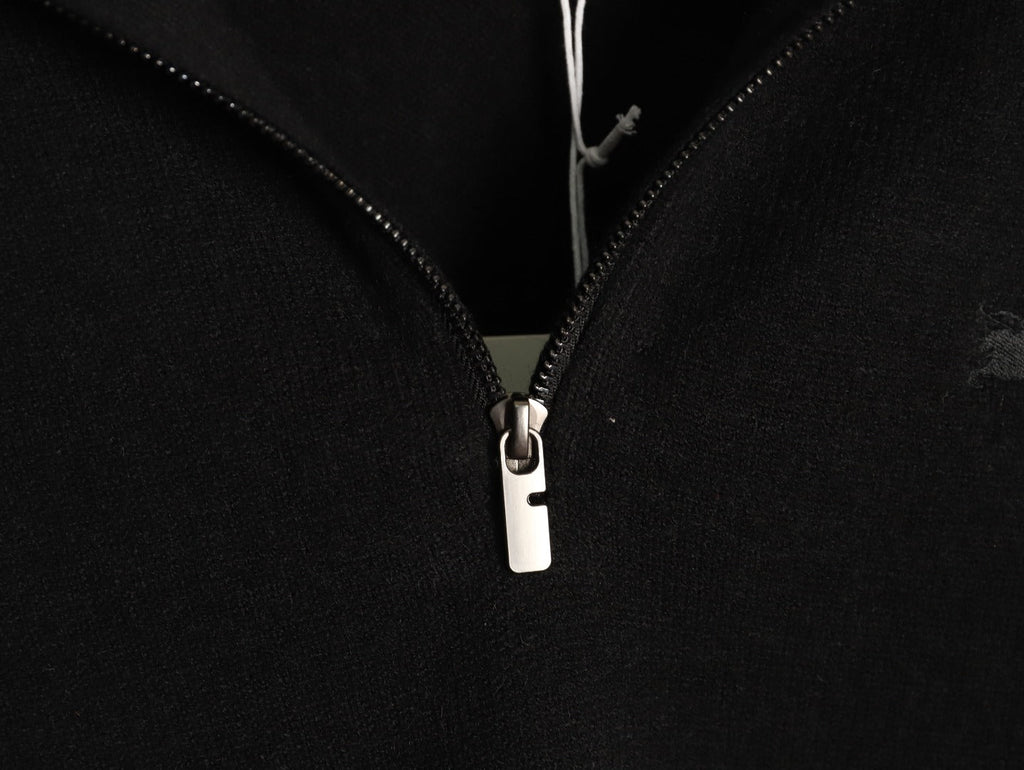 Burberry Equestrian Emblem Half-Zip Knit Sweater - Black